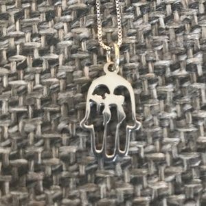 Sterling silver hamsa hand necklace